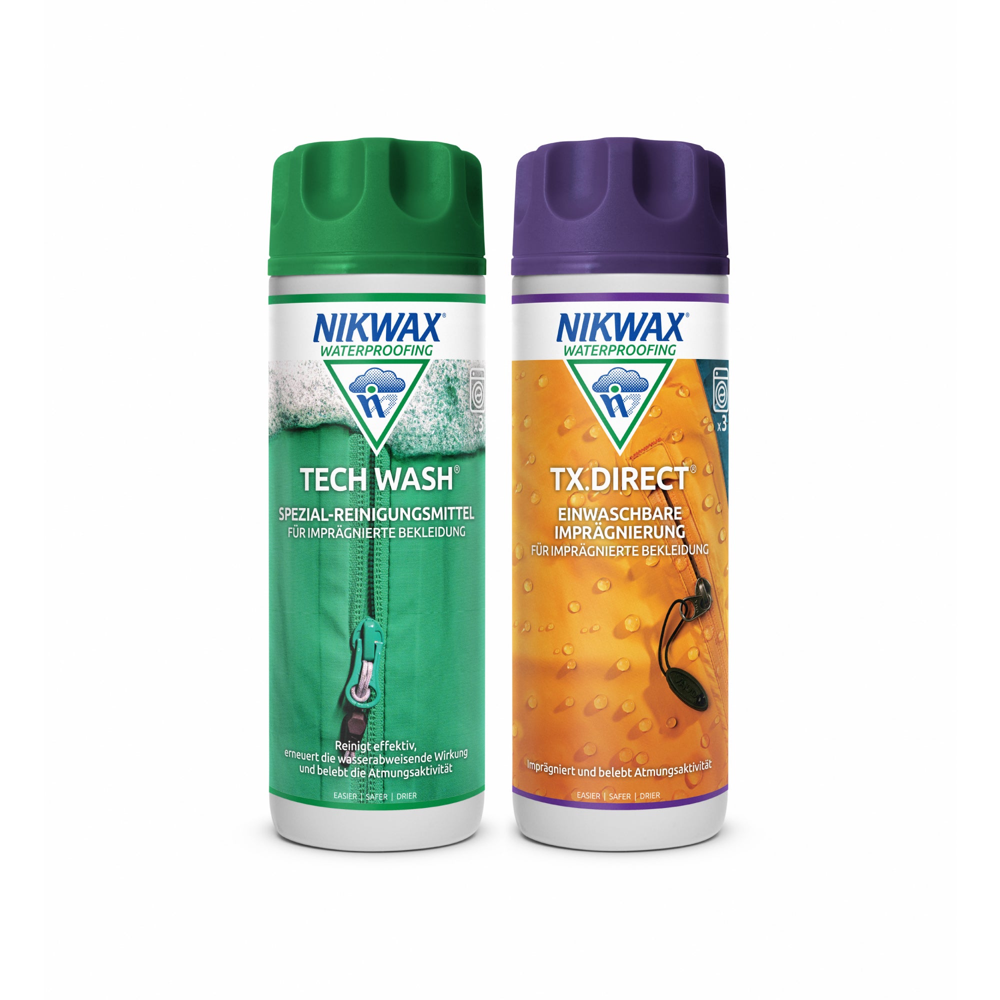 Nikwax - Tech Wash® & TX.Direct® Wash-in - Spezialwaschmittel und Imprägnierung für Radbekleidung im Bundle